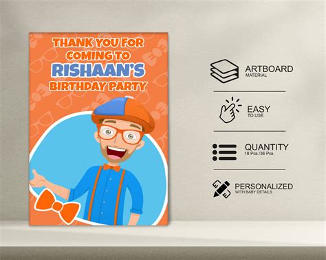 Blippi Theme Thank You Card | Customized Birthday Party – Party ...