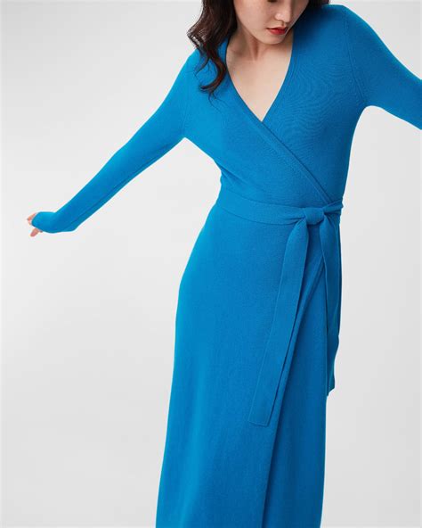 Diane von Furstenberg Astrid Wool-Cashmere Midi Wrap Dress | Neiman Marcus