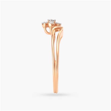 Diamond Blossom and Crescent Rose Gold Finger Ring