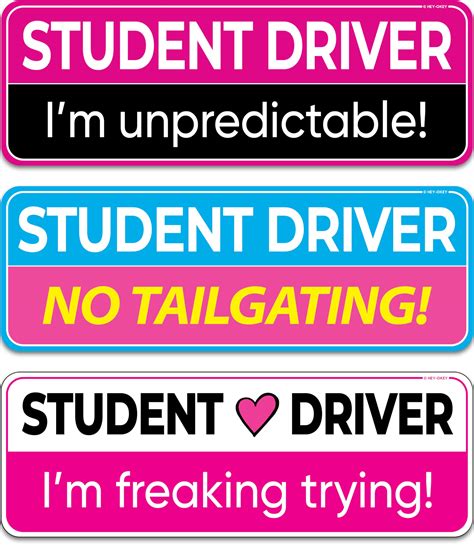 Amazon.com: Student Driver Magnet for Car - Funny Pink 3-Pack Girly ...
