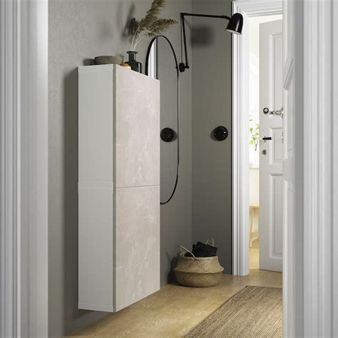 BESTÅ wall cabinet with 2 doors, white Bergsviken/beige marble effect ...