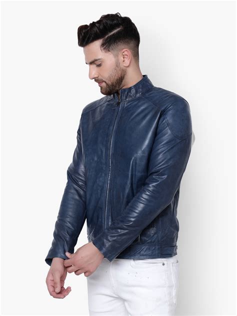 Men’s Blue Leather Jacket – City Royalty