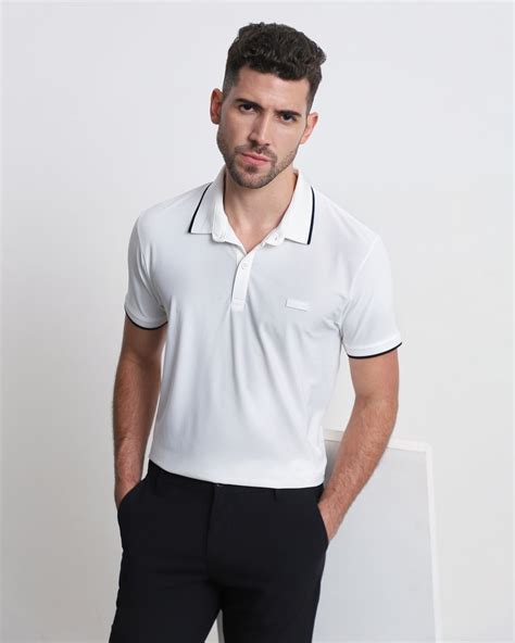 White Scuba Stretch Plain Slim Fit Polo