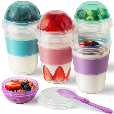 Amazon.com: Freshmage 4 Pack 20 oz Yogurt Parfait Cups with Lids ...