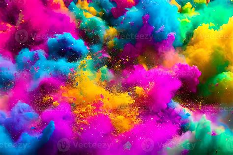 Colorful powder explosion happy holi festival of colors art concept ...