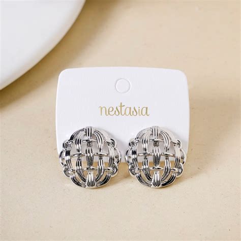 Jewellery Online - Premium Pure Weave Studs Silver | Nestasia
