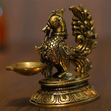 ANTIQUE FINISH BRASS CRAFTED PEACOCK DIYA -SGW001PD – www.soosi.co.in