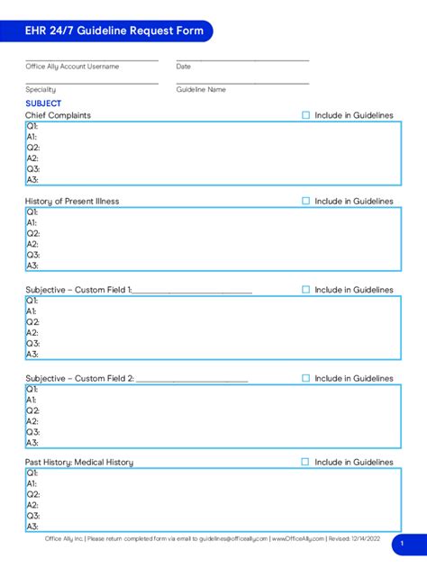 EHR 24/7 Guideline Request Form - Blank Fillable Template | Fill Out ...