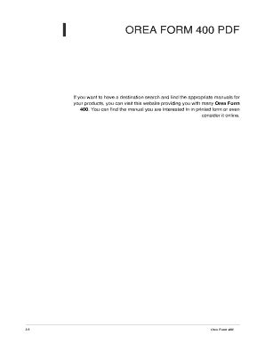 Fillable Online Orea Form 400 - ratinsulin.com Fax Email Print - pdfFiller