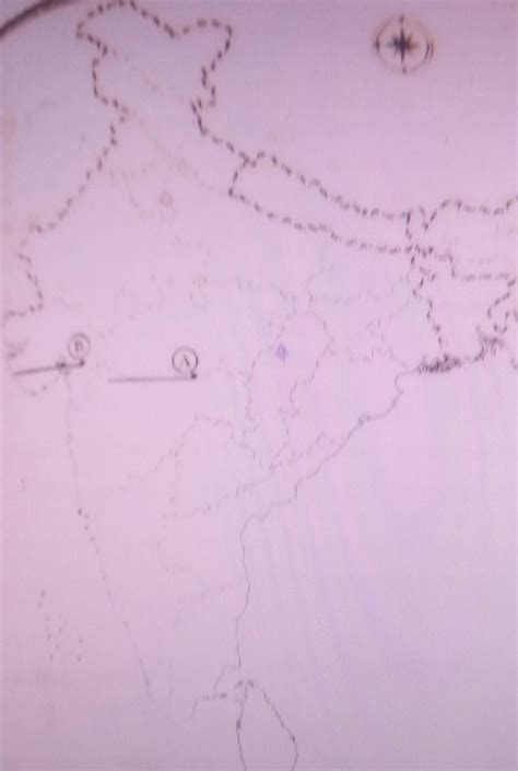 (A) Two places A and B are located on the given outline map of India ...