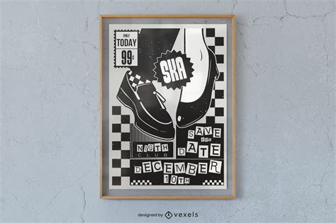 People Dancing Black And White Poster Design Vector Download