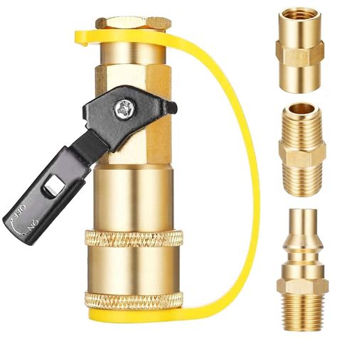 Natural Gas Quick Connect Fittings with 1/4"" Female Shutoff Valve, LP ...