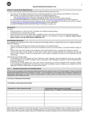 Equiniti Small Estates Form - Blank Fillable Template | Fill Out, Print ...