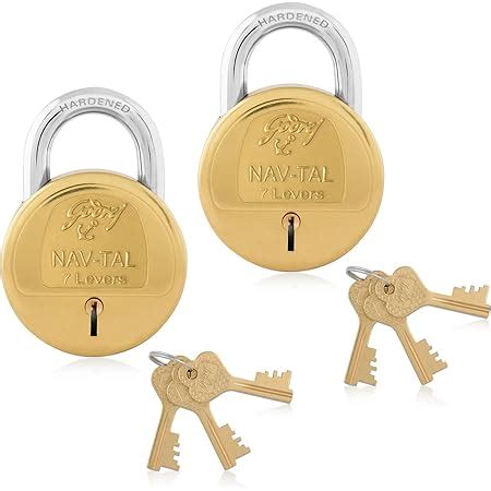 Godrej Locks Navtal 6 Levers Brass Lock with 3 Keys (Brown, Set of 2 ...