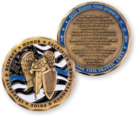 Amazon.com: Police Challenge Coins - St Michael Coin with Prayer of ...