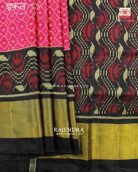 Exclusive Sakali Design Pink and Black Zari Border Rajkot Patola Saree ...