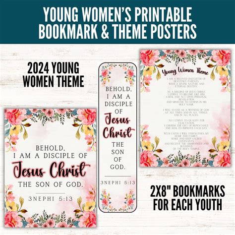 New YW Theme 2024, LDS Young Women Theme Bookmark,2024 I Am a Disciple ...
