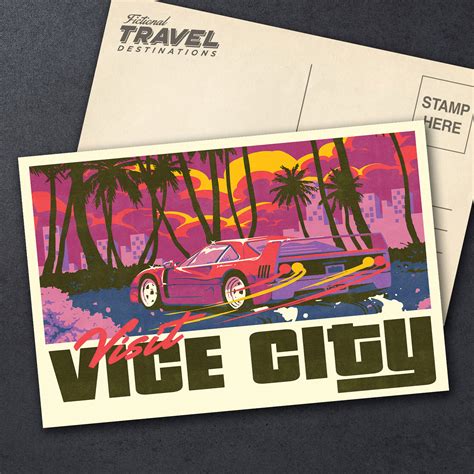 Vice City Postcard // Grand Theft Auto - Pixel Empire Postcards - Touch ...