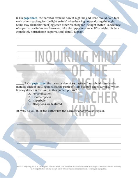 "House Taken Over" by Julio Cortázar Literary Analysis Worksheet ...