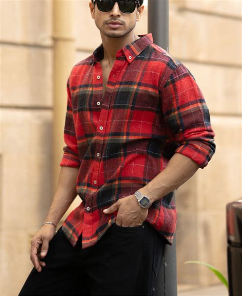 Red Brushed Checks Shirt – Powerlook