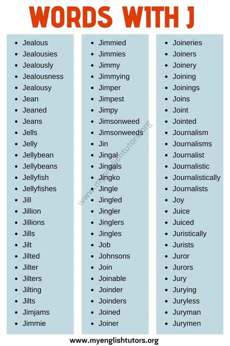 Explore the Fascinating World of J Words