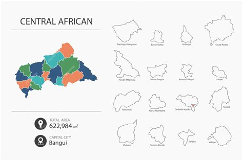 Premium Vector | Map of Central African with detailed country map Map ...