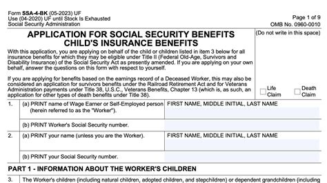 Form SSA-4-BK Instructions - Child's Social Security Application