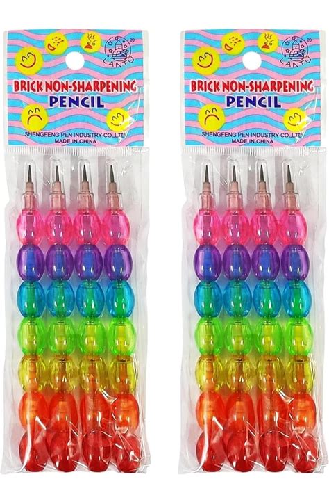 TOYSFAST Moti Pencil (8 PCS) Moti Pearl Stacking Non Sharpening Pencil ...