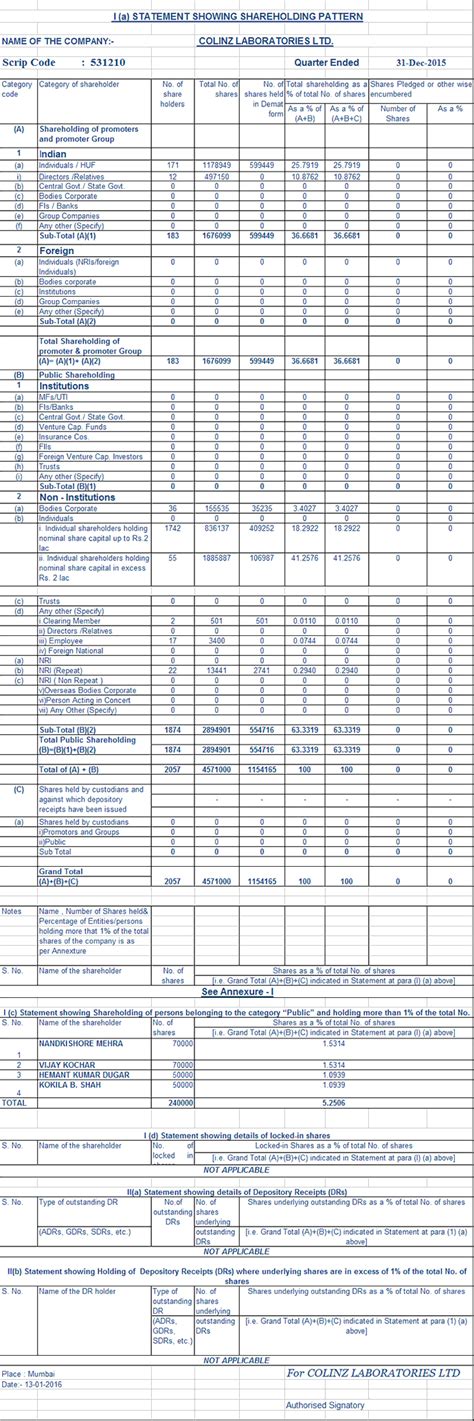 Findoc-CLL/Share Holding Pattern