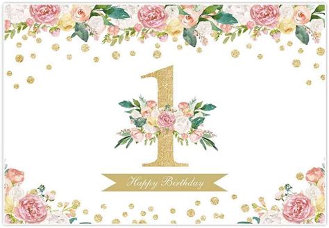 Happy 1th Birthday Background Photo Game Baby Shower Princess Custom ...