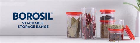 Buy Borosil - Stack N Store Glass Jar with Stackable Lid for Kitchen ...