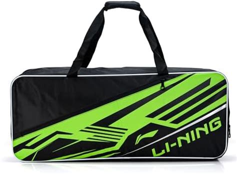 Buy Li-Ning Crato Triple Zipper Polyester Badminton Kit Bag (Black/Lime ...