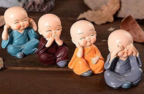 Buy The Craft Store Polyresin Miniature Cute Buddha Monk Figurines ...