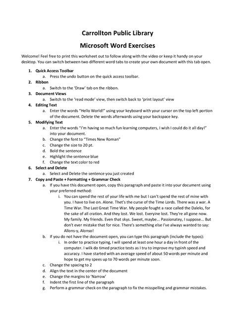 Image result for Microsoft Word Tutorial Activity Sheets