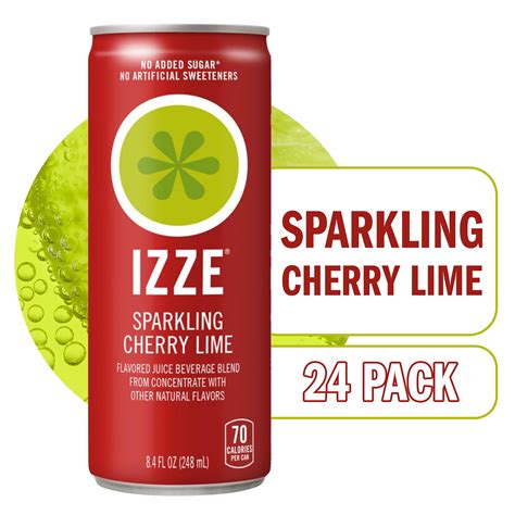 IZZE Sparkling Juice Beverage, Cherry Lime Drink, 8.4 oz Cans, 24 Count ...