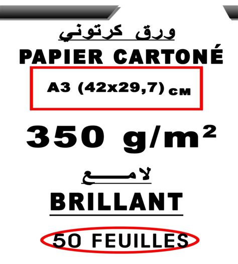 Tanjashop.com - Papier 350g/m² cartonné A3 Brillant pour impression (50 ...