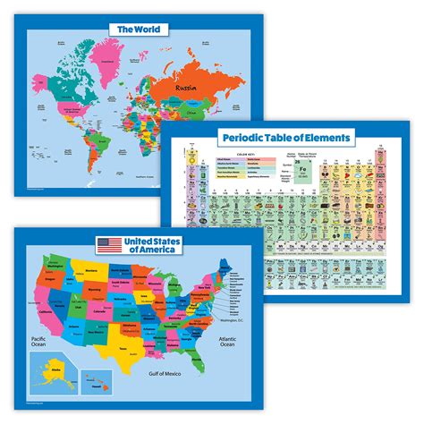 3 Pack Usa And World Map For Kids Periodic Table | Desertcart INDIA