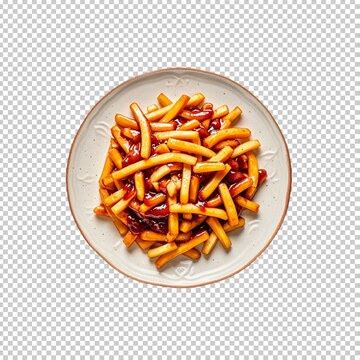 Plate of poutine traditional canadian unhealthy snack on transparent ...