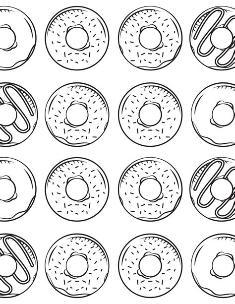 Cute Donut Coloring Pages for Kids and Adults