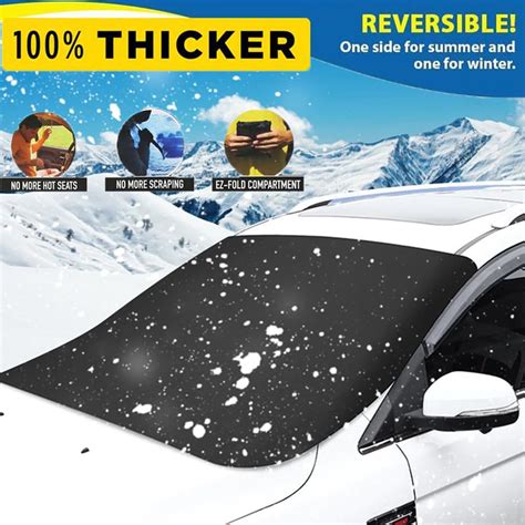 Magnetic Thermal Insulated Winter Snow Windshield Cover with Frostproof Reflective Silver Fabric ...