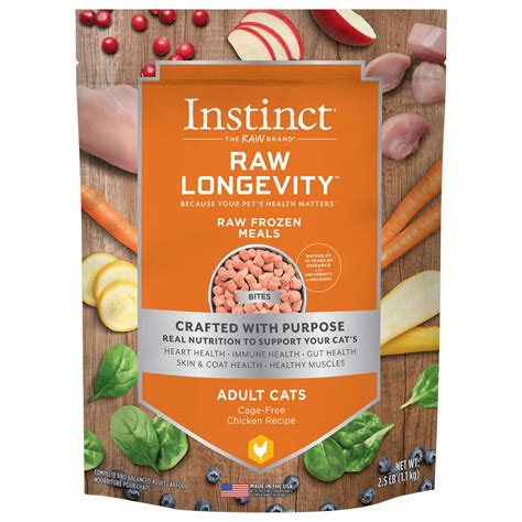 Instinct Raw Longevity Frozen Bites Cage-Free Chicken Cat Food 2.5lb ...