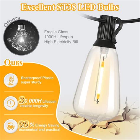Brightever 100FT LED Outdoor String Lights with India | Ubuy