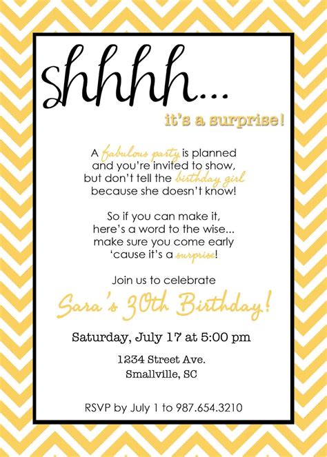 Wording for Surprise Birthday Party Invitations
