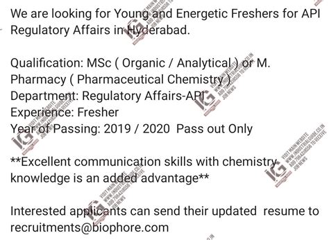 Biophore Pharmaceutical jobs for Regulatory Affairs apply now