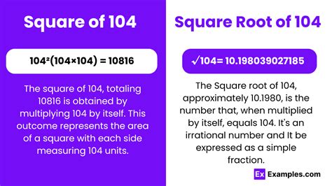 Square & Square Root of 104 - Methods, Calculation, How to find