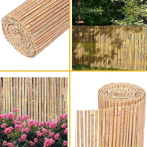 Buy FB FunkyBuys Bamboo Natural Slatted Fence Panel Peeled Reed Fencing ...