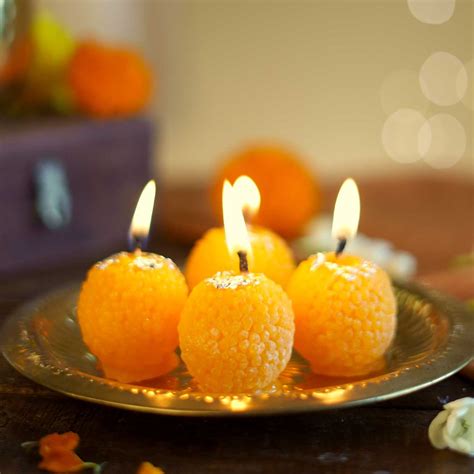 Buy Handmade Ladoo Wax Scented Mithai Candle | Set Of 4 Online On Zwende