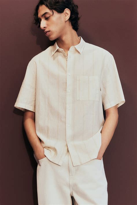 Regular-Fit Short-Sleeved Shirt - Cream - Men | H&M US