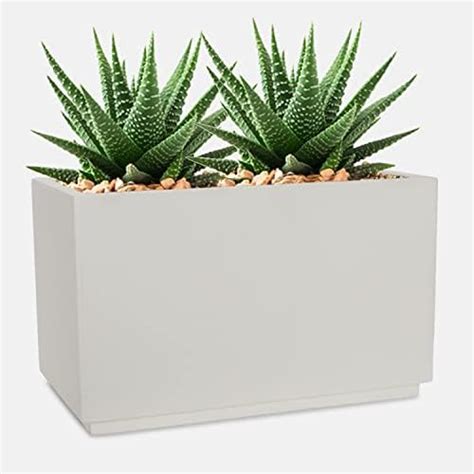 Yuccabe Italia Plastic Railing Hanging Box Tray Planter (White, 24 X 7 ...