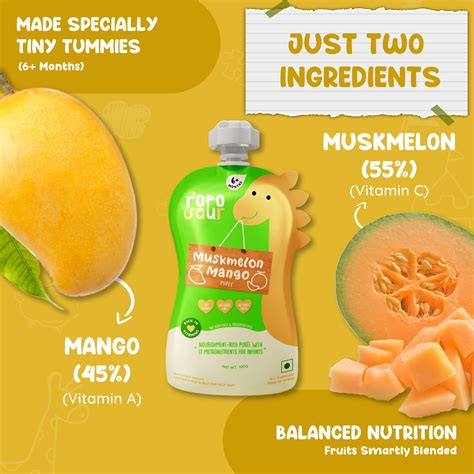 Muskmelon Mango Puree - No Sugar & Easy to Digest | Rorosaur – rorosaur.com